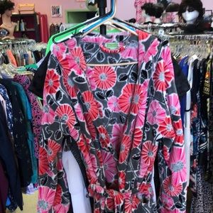 Lilly Pulitzer fleece ROBE L/XL,pink blk grey hood